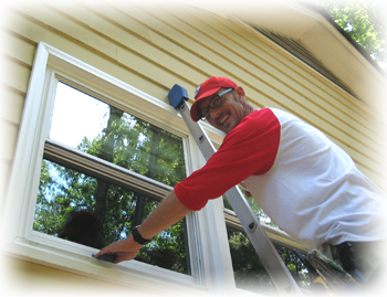 Thad cleaning windows